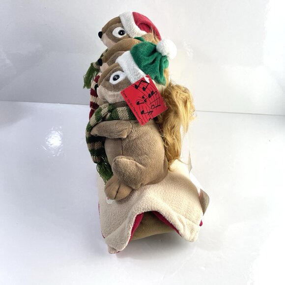 Vintage Singing Christmas Chipmunks Plush Carlton Cards Animatronic Squirrel - Picture 7 of 16